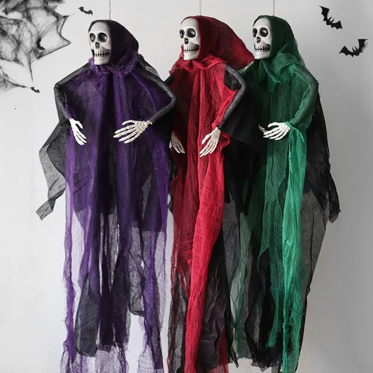 Halloween Hanging Skeleton Ghost Decoration Tattered Gauze Reaper Ornament