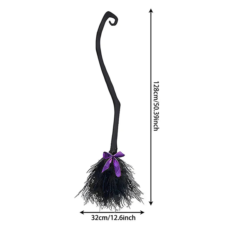 Halloween Witch Broom Decorations Magic Plastic Scary Prop