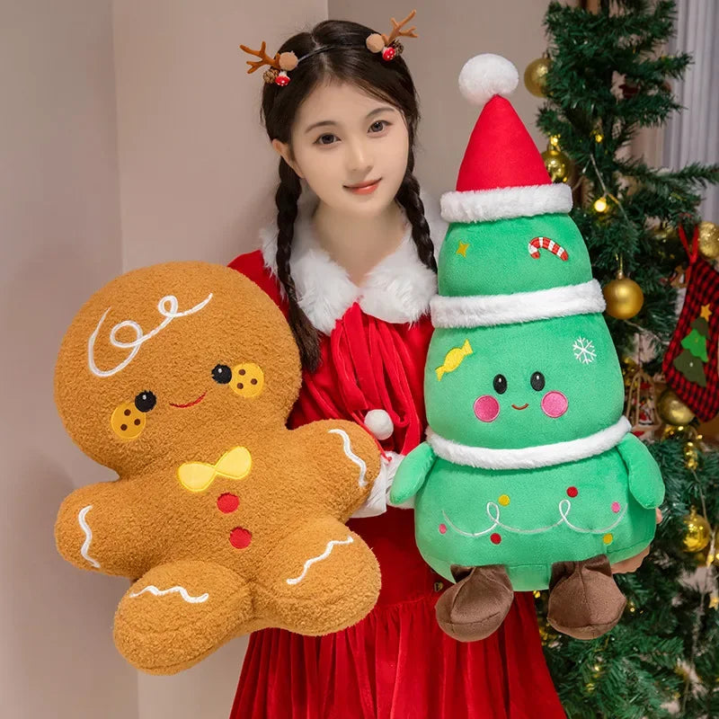 Cute Santa Claus & Elk Snowman Gingerbread Man Plush Toys Stuffed Animal Doll