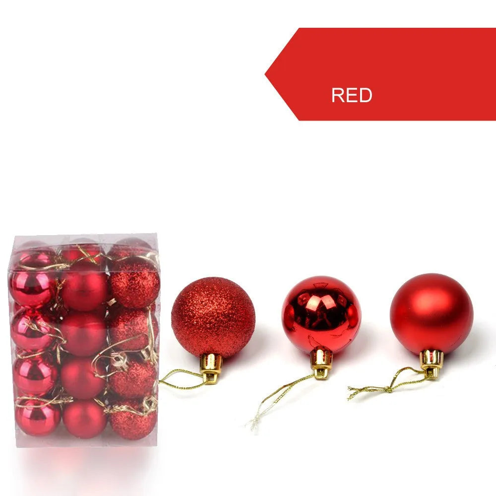 24pcs 3cm Glitter Christmas Ball Ornament Hanging Bauble Ball
