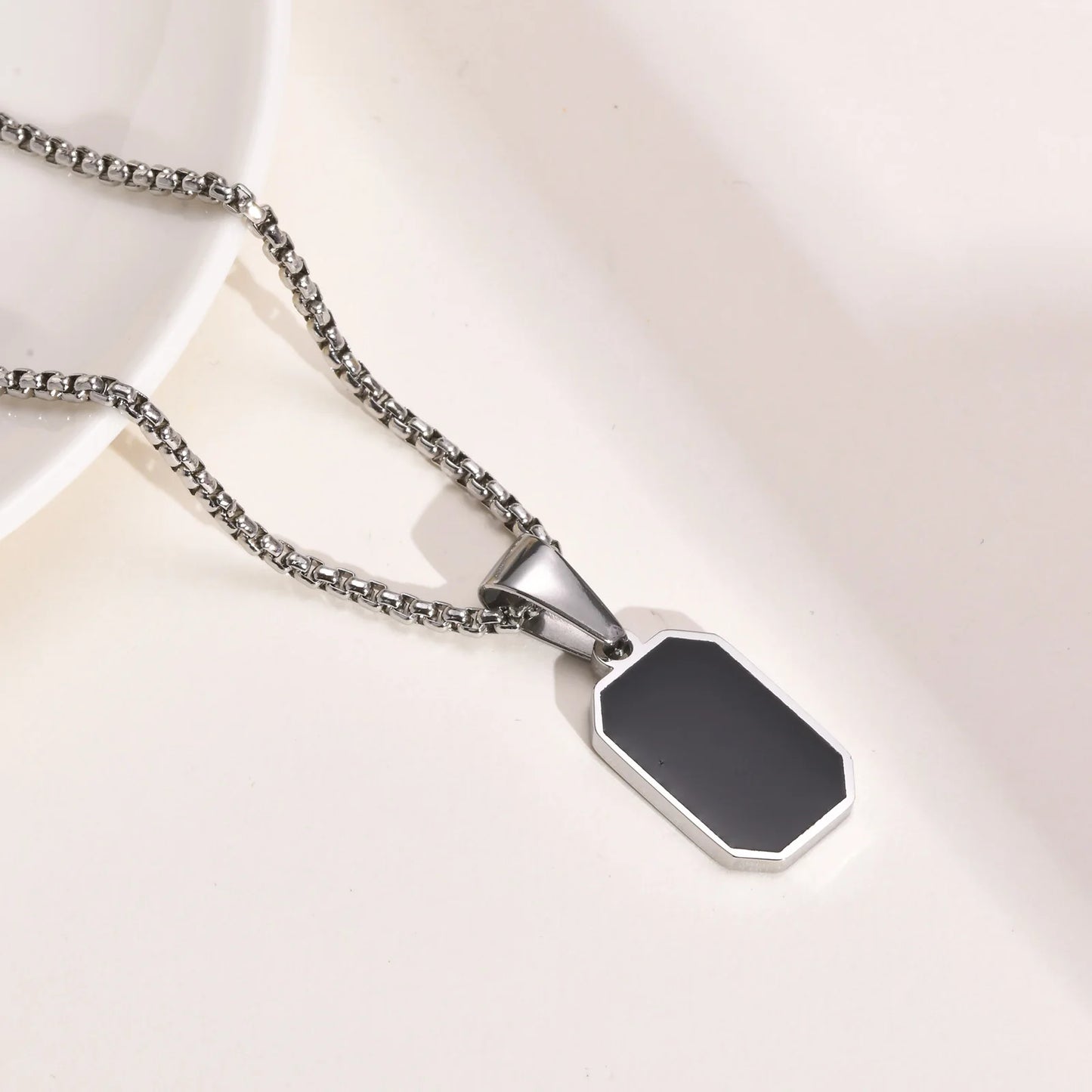 Black Silver Stainless Steel Military Dogtags with Box Chain Gift