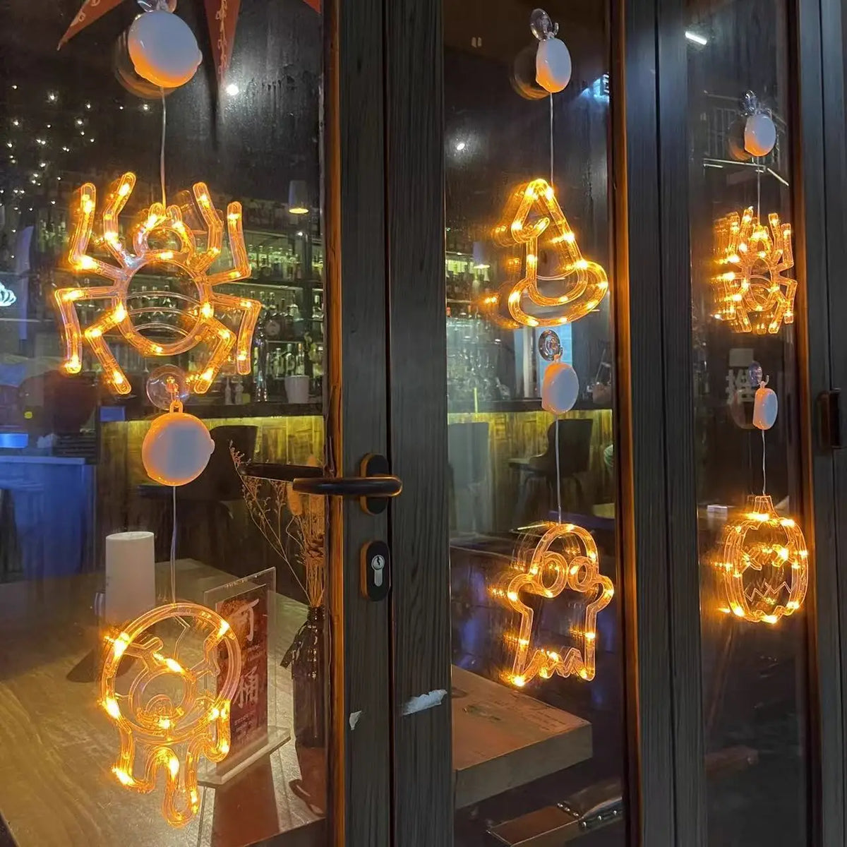 Halloween Decoration Orange Pumpkin Ghost Halloween Window Light with Suction Cup