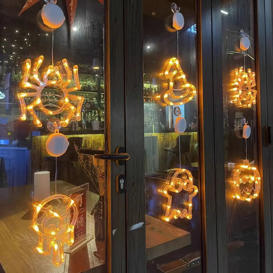 Halloween Decoration Orange Pumpkin Ghost Halloween Window Light with Suction Cup