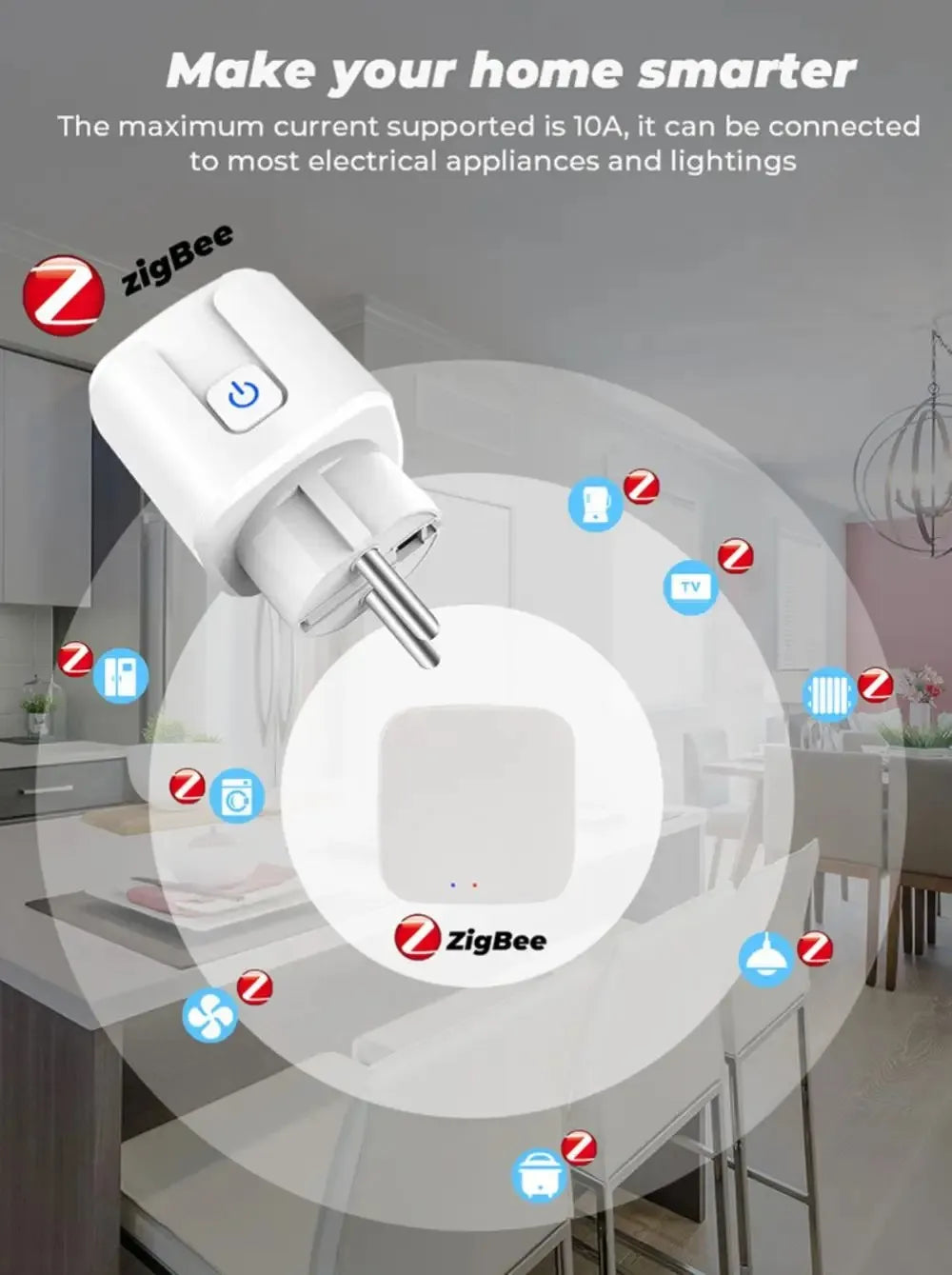 Smart Socket With Power Monitoring Timing Function Voice Control