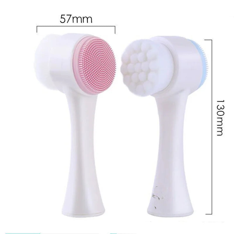 Manual Massage Facial Brush Soft Bristles Exfoliator Double Sided Face Wash Brush