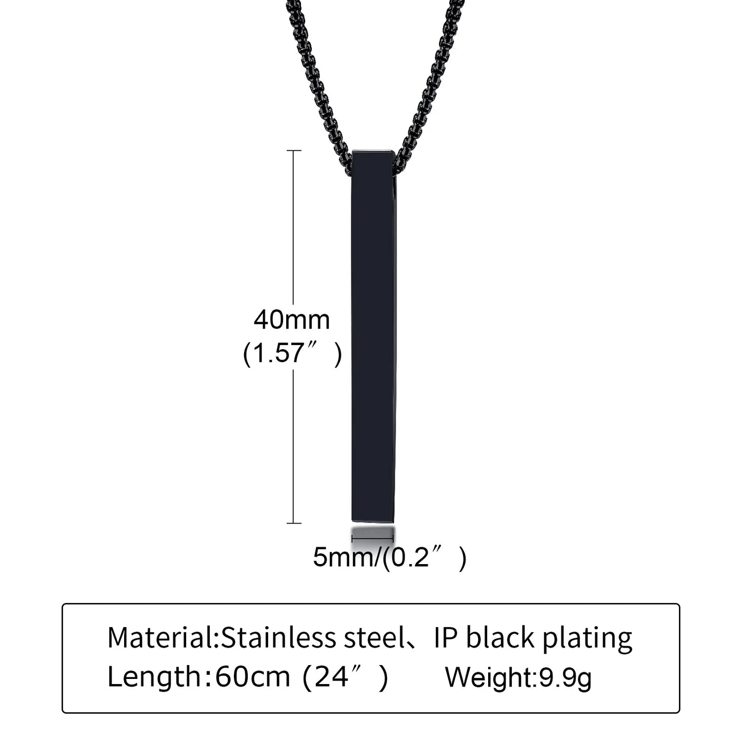Stainless Steel Rectangle Vertical Bar Pendant Simple Casual Gift