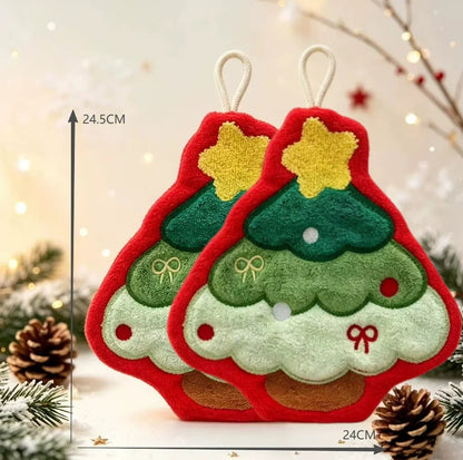 Christmas Hanging Hand Towels for Bathroom Christmas Tree Kitchen Towels with Loop