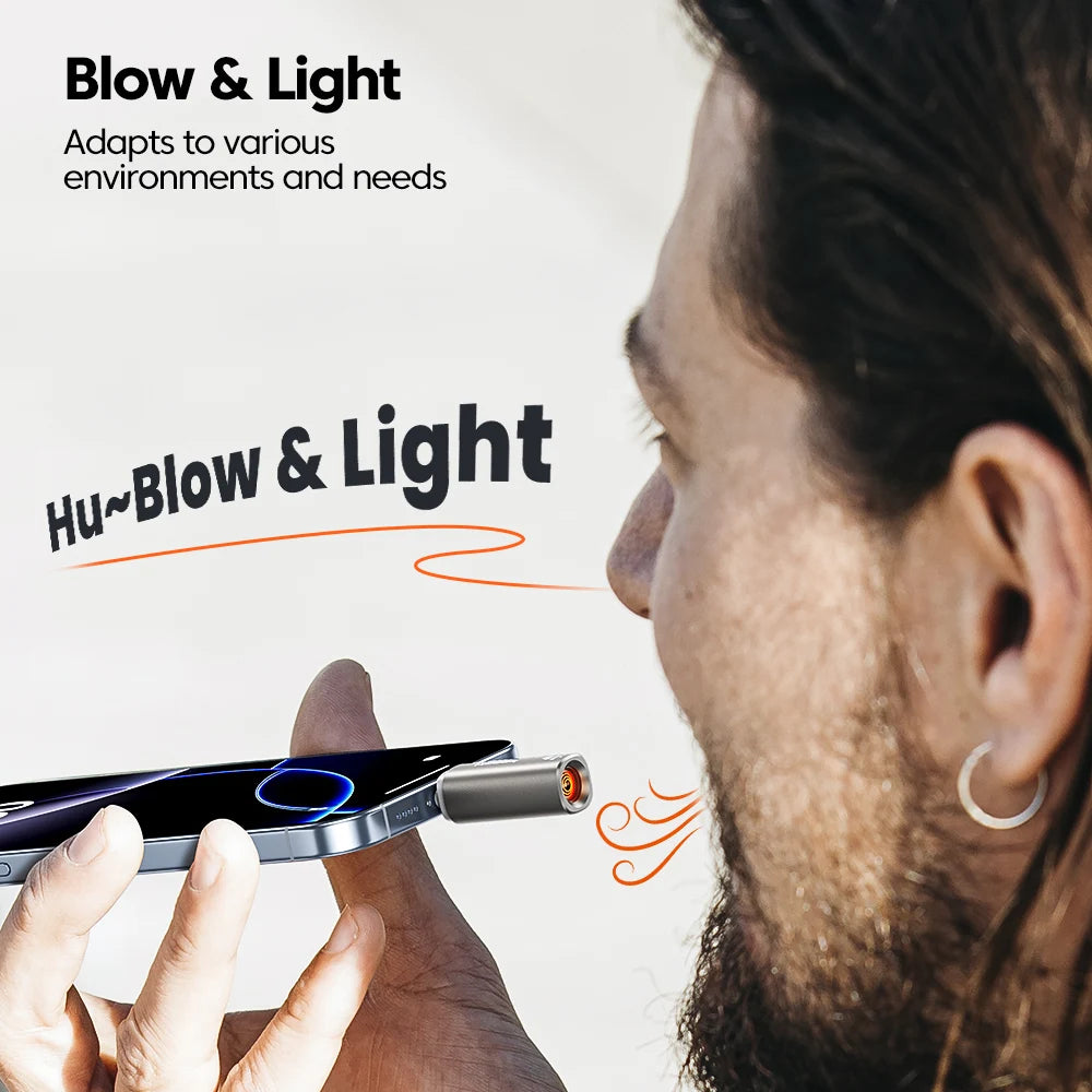 Type-C Mini Electric Lighter Plug&Play Blow to Light Mobile Cigarette Lighter