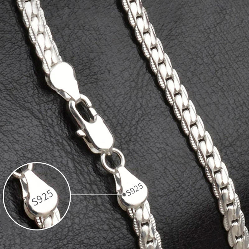 18K Gold/Silver Color 6mm Full Sideways Necklace Chain For Woman Men