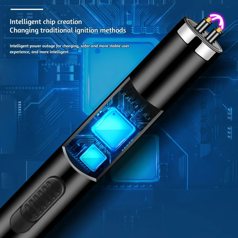 Metal Long Windproof Pulse Arc Flameless USB Plasma Electric Lighter
