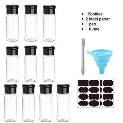 Spices Salt and Pepper Shaker Seasoning Jar spice organizer Plastic Barbecue Condiment Kitchen Gadget Tool