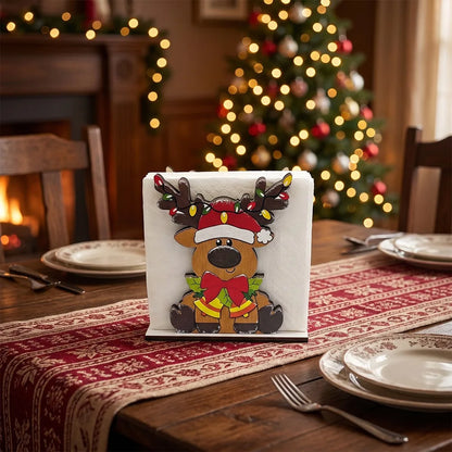 Santa Claus Wooden Napkin Holder Christmas Table Decor Desktop Tissue Storage Rack