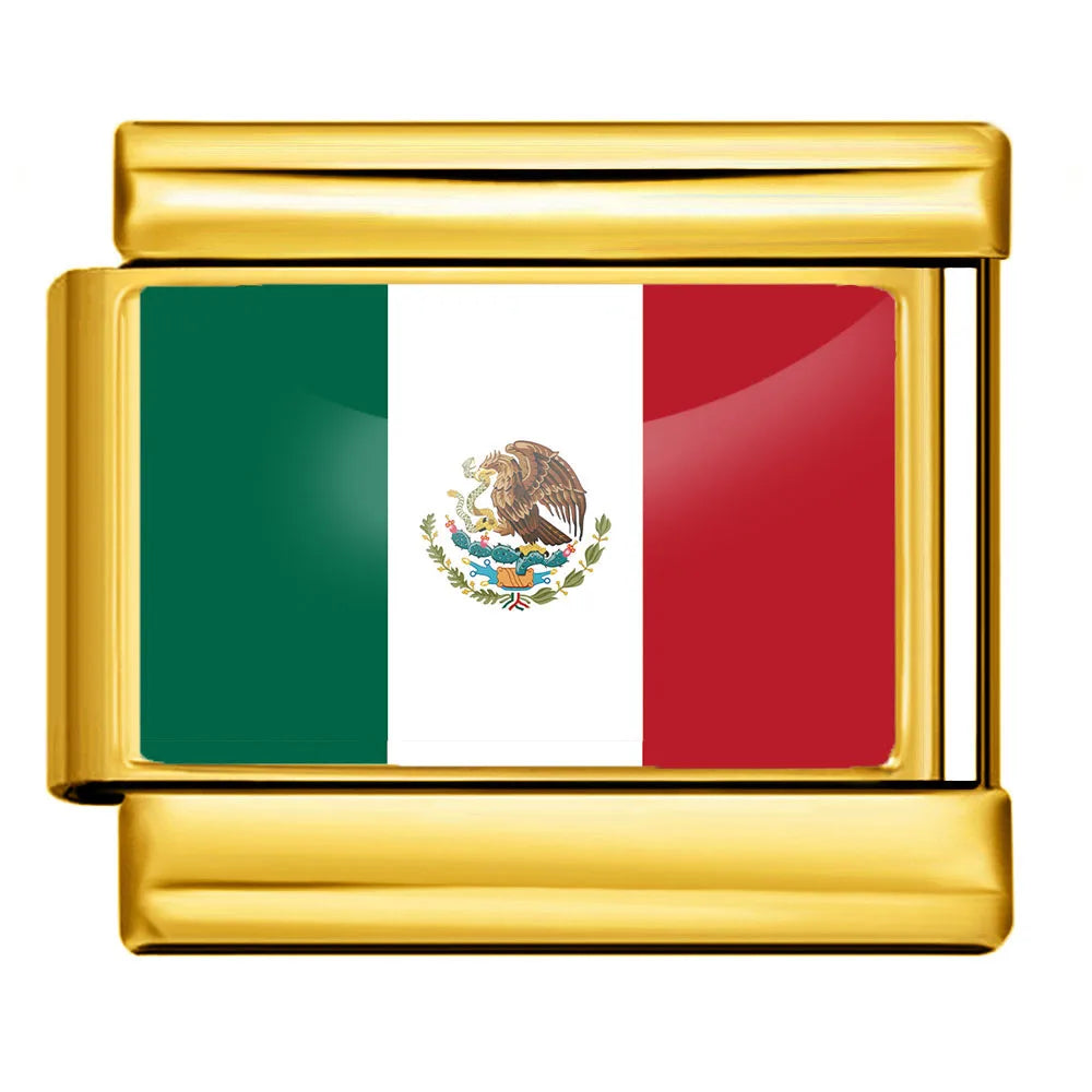 9mm Gold Color World National Flag DIY Jewelry