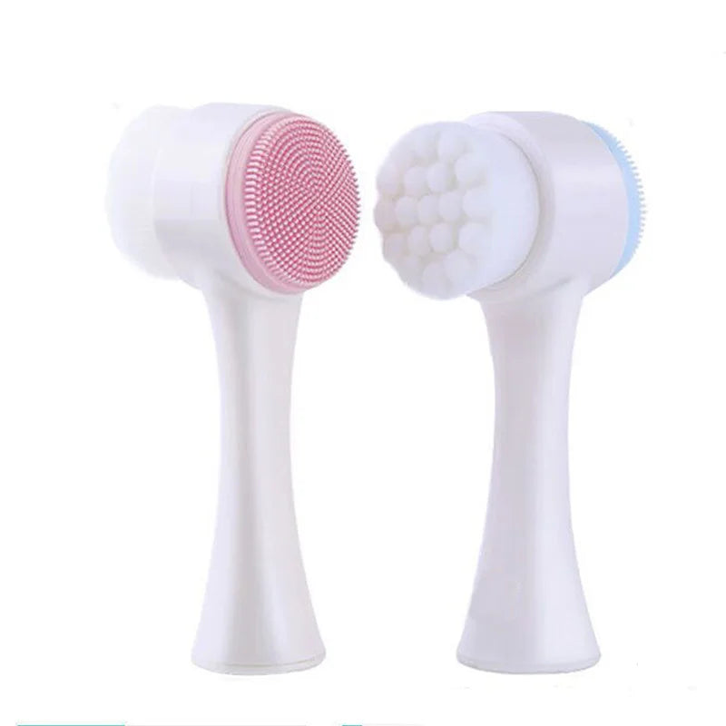 Manual Massage Facial Brush Soft Bristles Exfoliator Double Sided Face Wash Brush