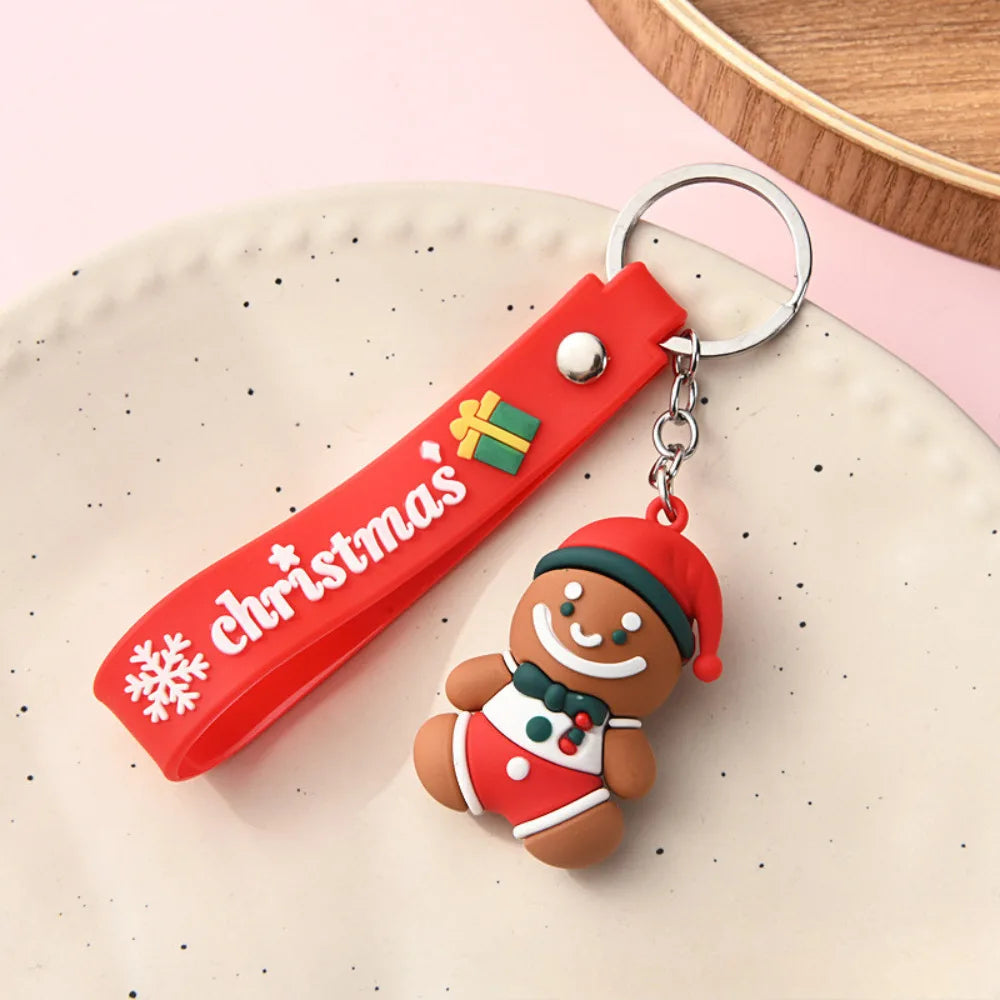 Christmas Tree Keychain Cartoon Silicone Snowman Keyring