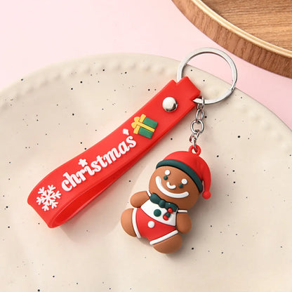 Christmas Tree Keychain Cartoon Silicone Snowman Keyring