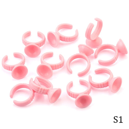 Disposable Eyelash Extension Glue Rings 50 / 100 Pcs Set