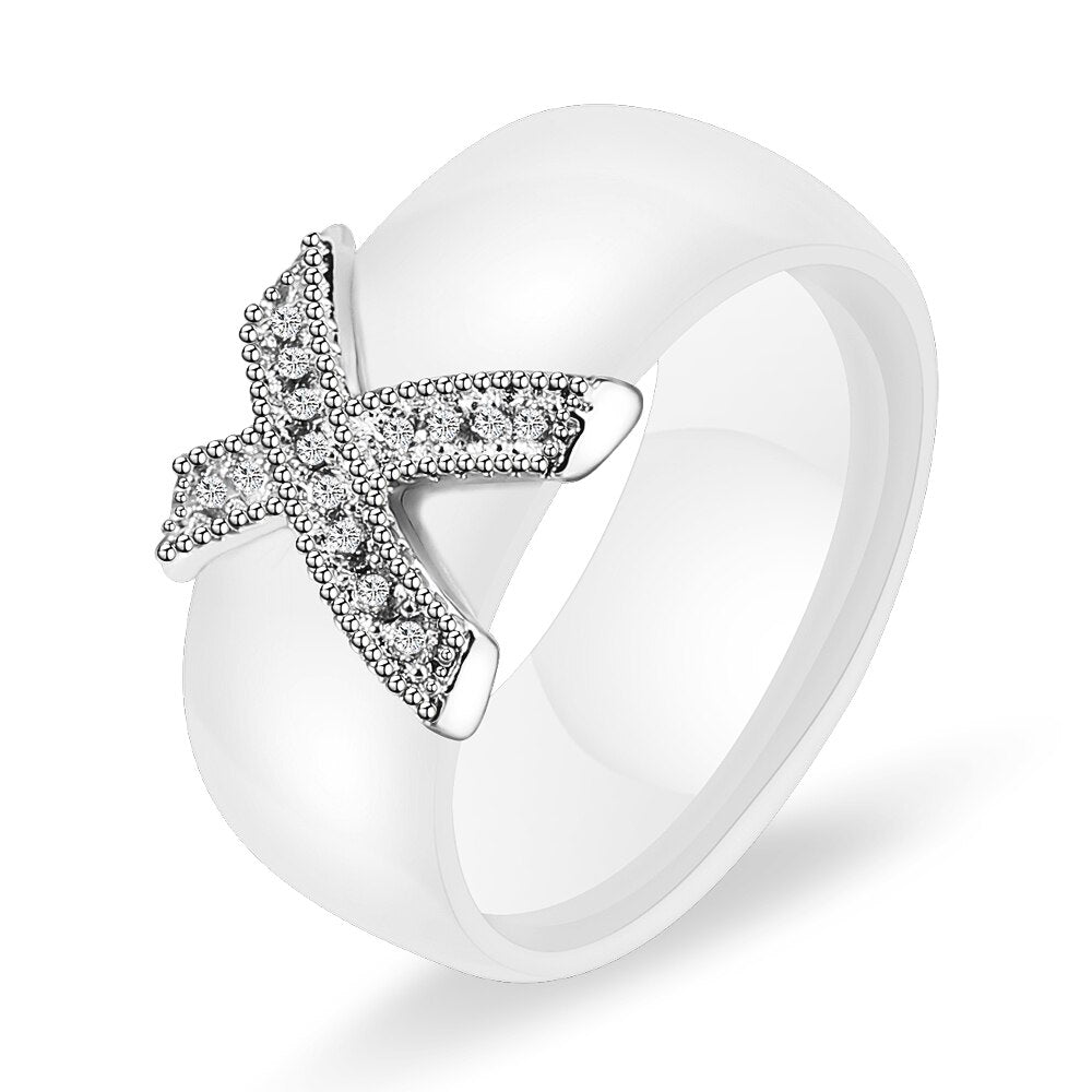 Stylish Ceramic Crystal Ring