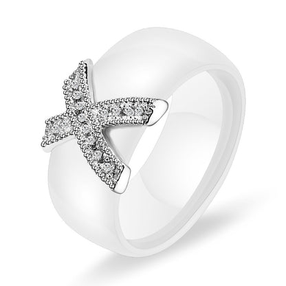 Stylish Ceramic Crystal Ring
