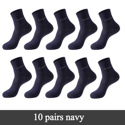 Men's Bamboo Fiber Basic Socks 10 Pairs Set