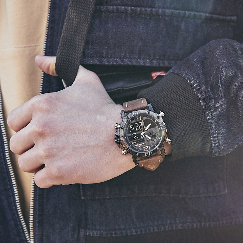 Casual Wristwatches for Men with Leather Strap