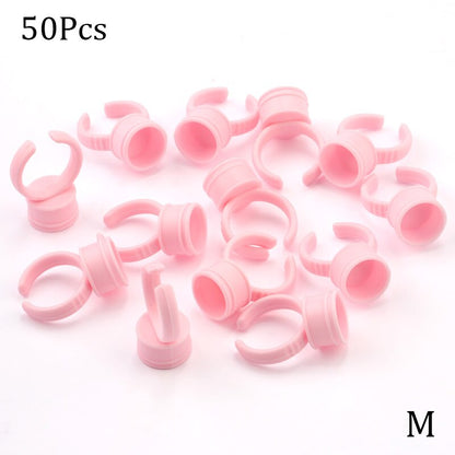 Disposable Eyelash Extension Glue Rings 50 / 100 Pcs Set