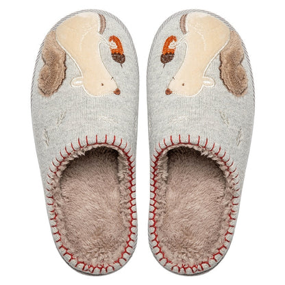 Winter Bear Patterned Warm Slippers for Women