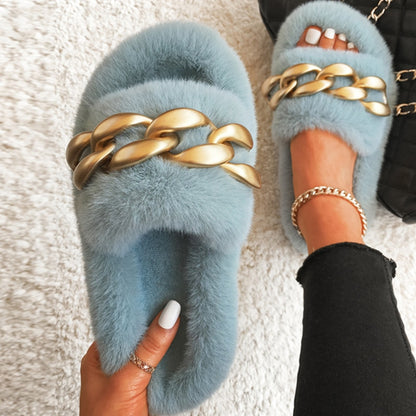 Women's Winter Fur Slippers for Home