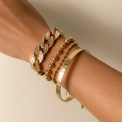 Curb Cuban Chain Bracelets Set for Women, 4 Pcs