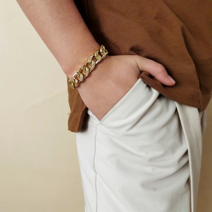 Curb Cuban Chain Bracelets Set for Women, 4 Pcs