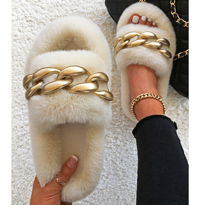 Women's Winter Fur Slippers for Home
