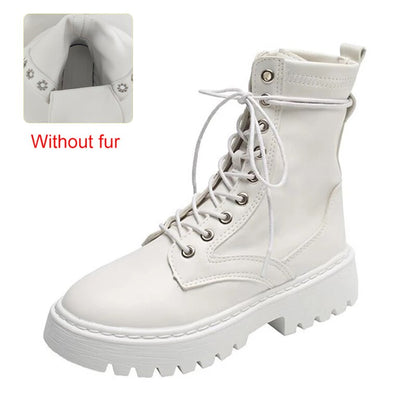 Women's Fashion Leather High Ankle Boots