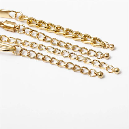 Curb Cuban Chain Bracelets Set for Women, 4 Pcs
