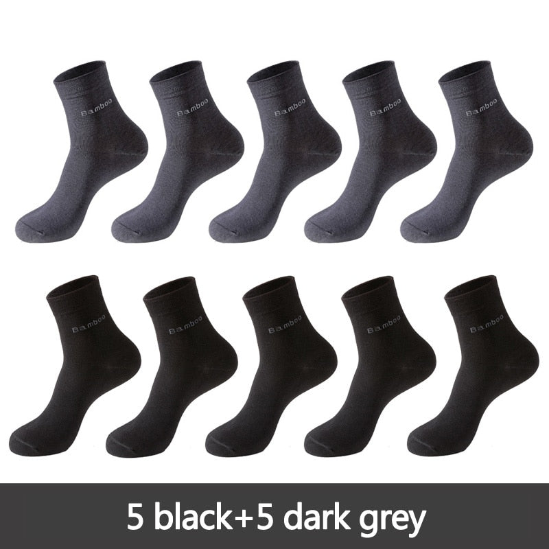 Men's Bamboo Fiber Basic Socks 10 Pairs Set