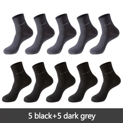 Men's Bamboo Fiber Basic Socks 10 Pairs Set
