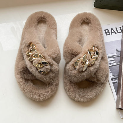 Women's Winter Fur Slippers for Home