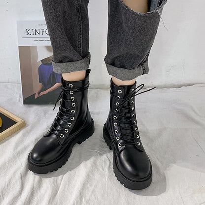 Women's Fashion Leather High Ankle Boots