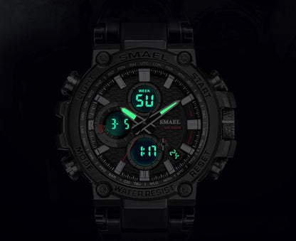 Watch Tactical Digital Large dial Multi functional Alloy Dual Display Waterproof Watch