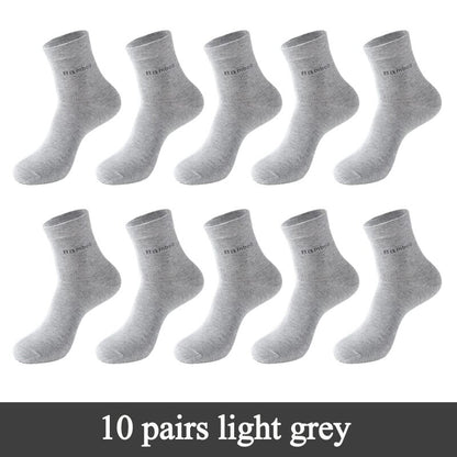 Men's Bamboo Fiber Basic Socks 10 Pairs Set
