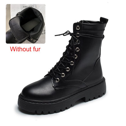 Women's Fashion Leather High Ankle Boots