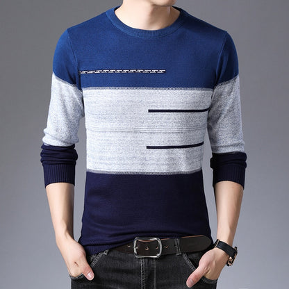 Men's Contrast Lines Sweater