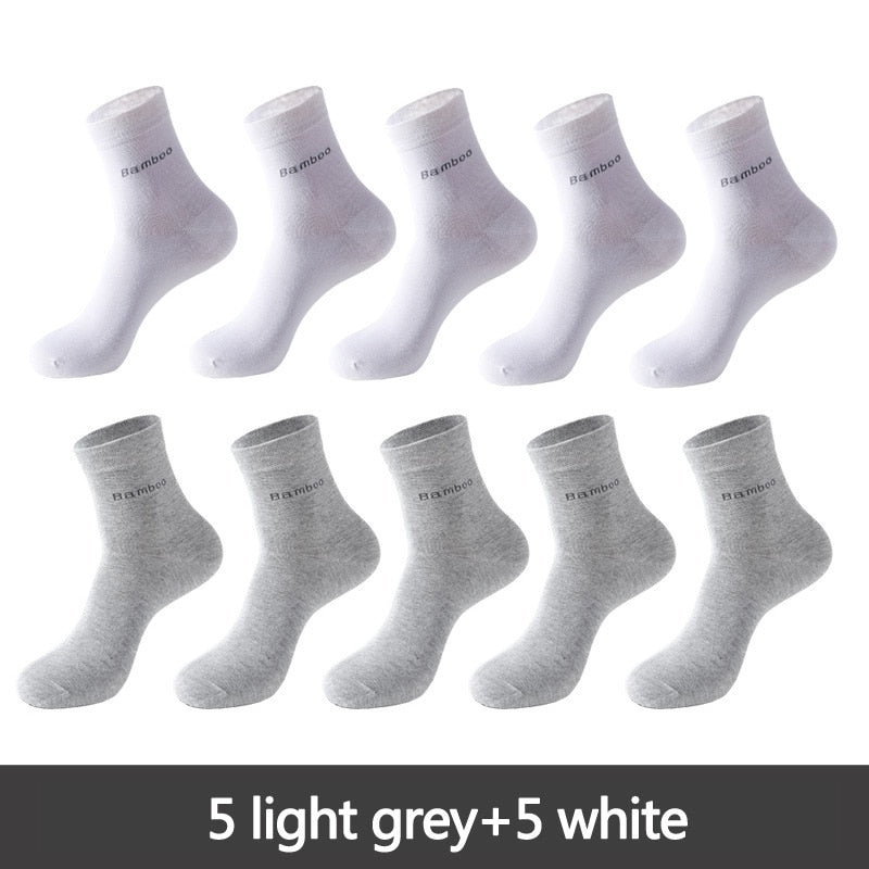 Men's Bamboo Fiber Basic Socks 10 Pairs Set