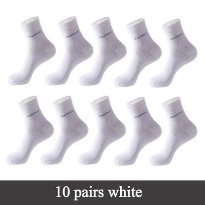 Men's Bamboo Fiber Basic Socks 10 Pairs Set