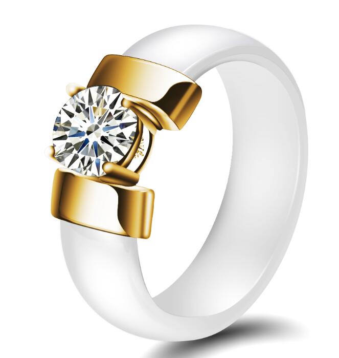 Stylish Ceramic Crystal Ring
