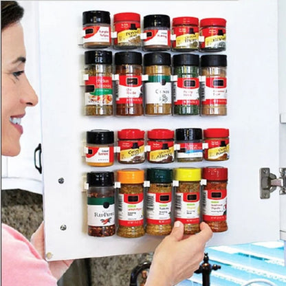 2/4PCS Spice Bottle Rack Kitchen Cabinet Storage Wall Mount Plastic Adhesive Clip Cabinet Organizer Spice Jars Clips