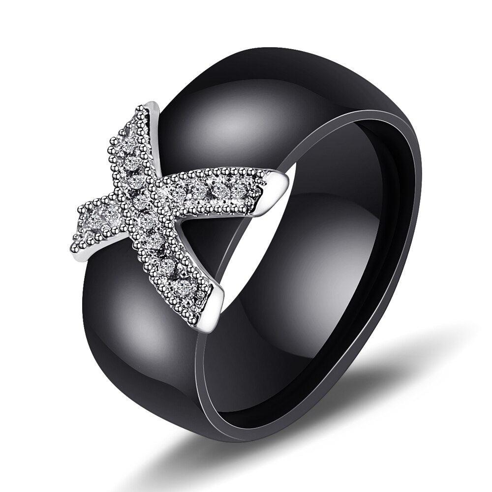 Stylish Ceramic Crystal Ring