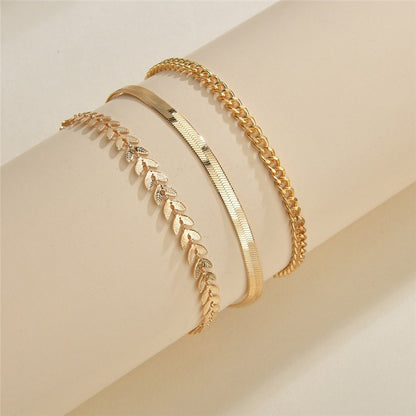 Simple Chain Anklet for Women 3 pcs Set